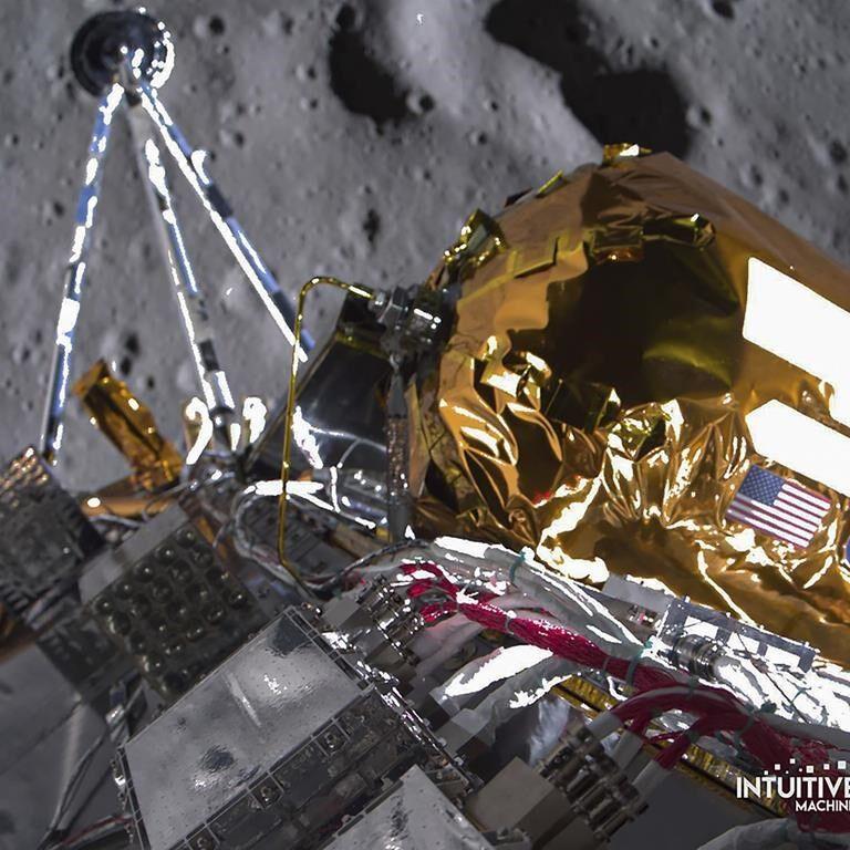 Toppled moon lander sends back more images, with only hours left until it dies